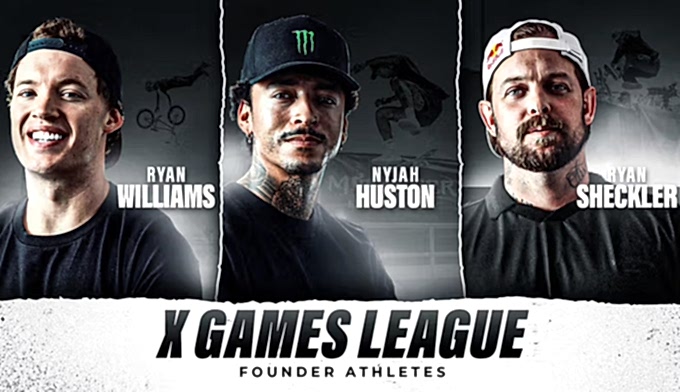 Ryan Williams, Nyjah Houston and Ryan Sheckler - founders of the X Games League